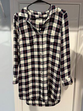 Marine Layer Dahlia Plaid Button-Up Shirt Dress. Size S